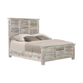 NIRVANA Reclaimed Solid Wood Hand Carved Bed Whitewash